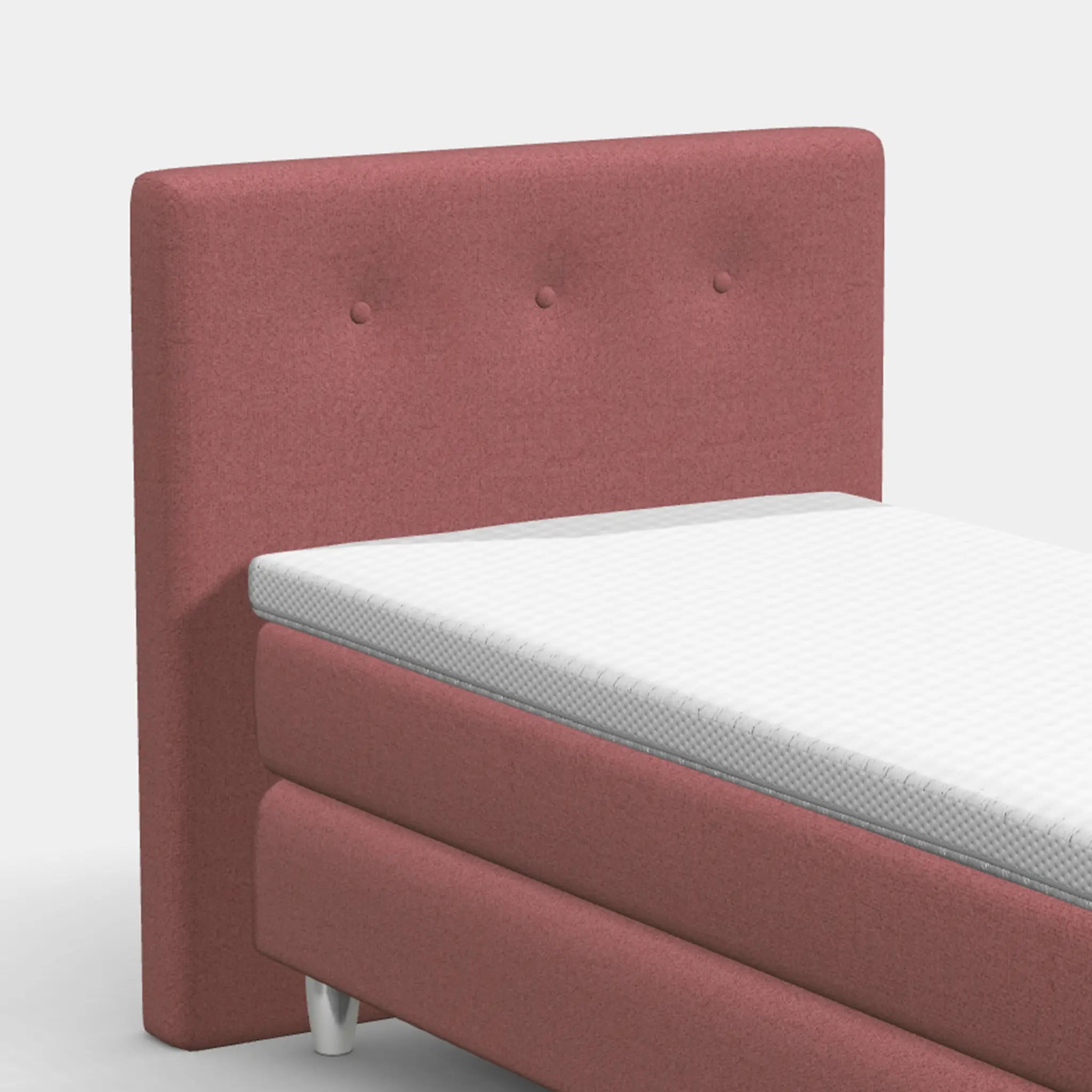 Boxspringbett 90 × 200 cm – Manchester: klassische Knopfheftung & edle Polsterung. Handgefertigt in Paderborn, mit patentierter VENTIBOX® für ein ideales Schlafklima. Altrosa