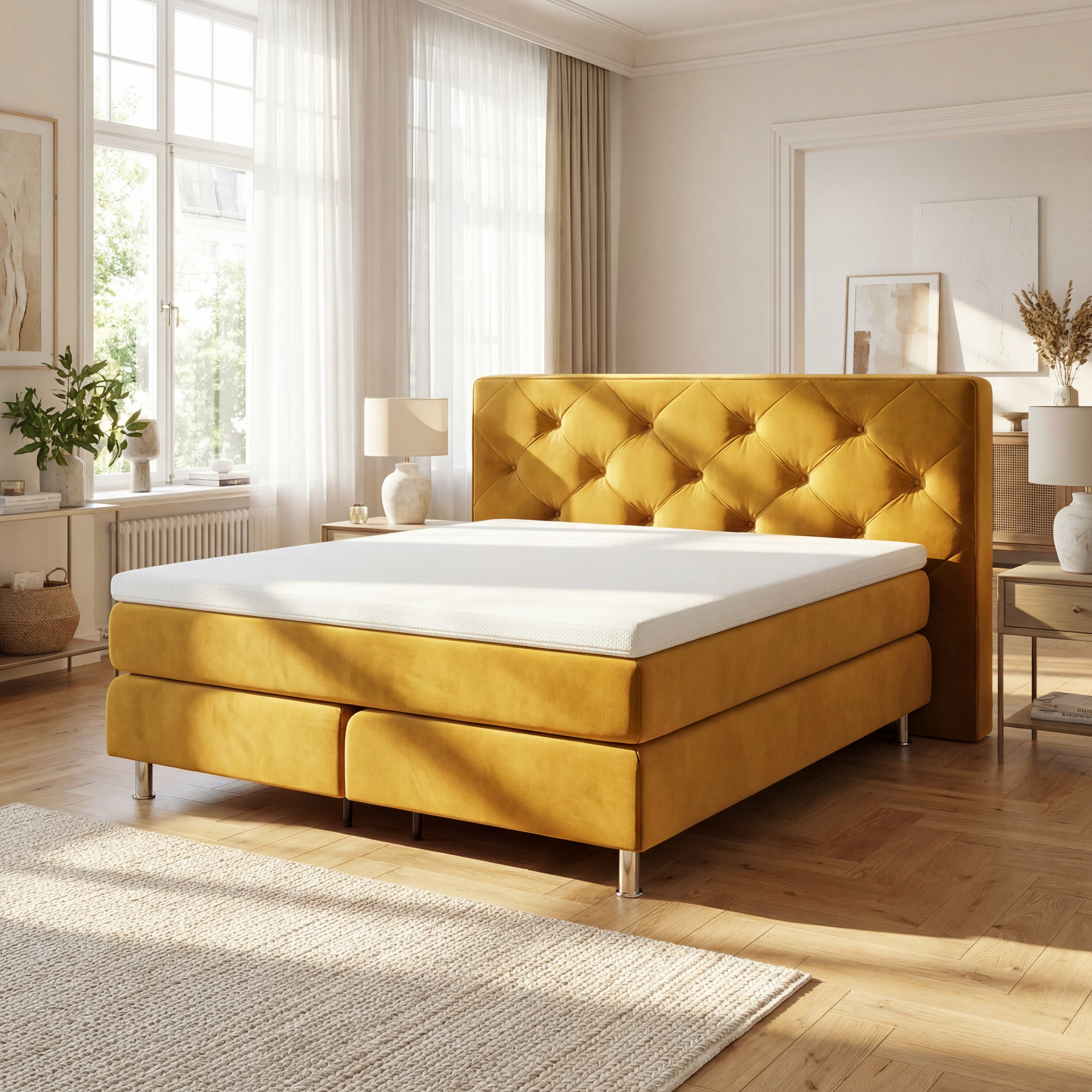 Boxspringbett 180x200 York Button ohne Bettwäsche enjoy – schlafsysteme