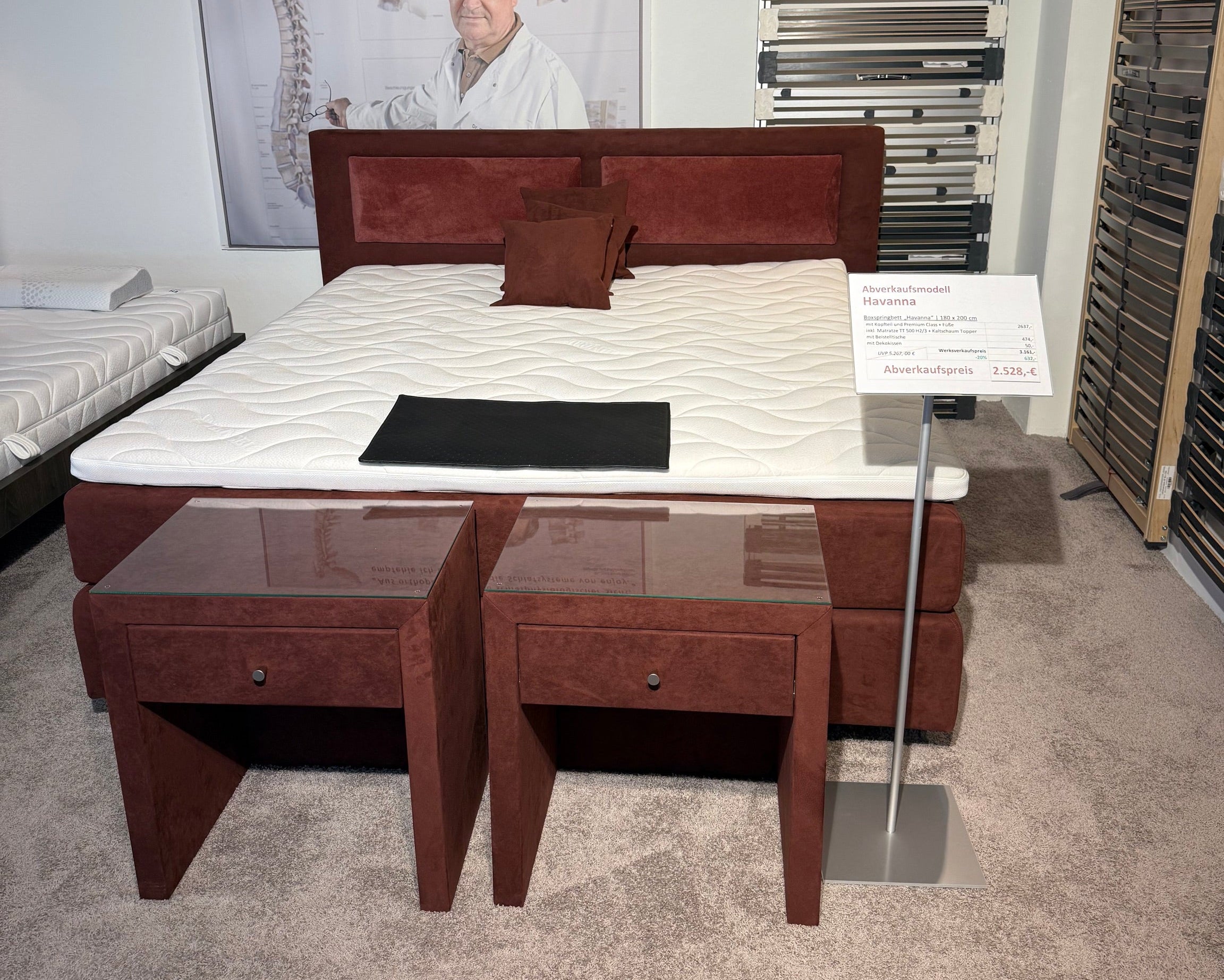 Boxspringbett 180x200 cm – Modell Havanna – Ausstellungsstück Nr.2