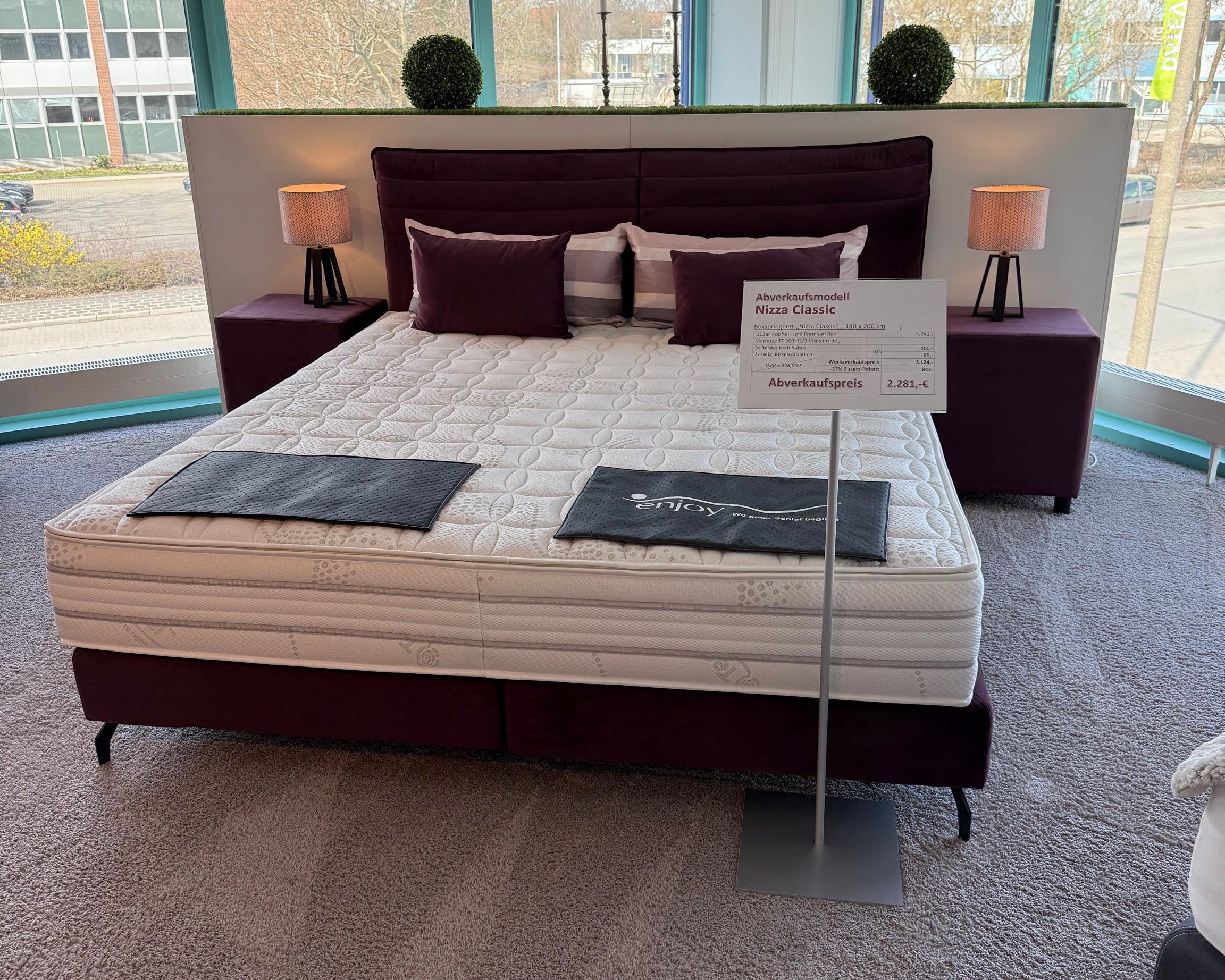 Boxspringbett 180x200 cm – Modell Nizza Classic – Ausstellungsbett Standort Nürnberg
