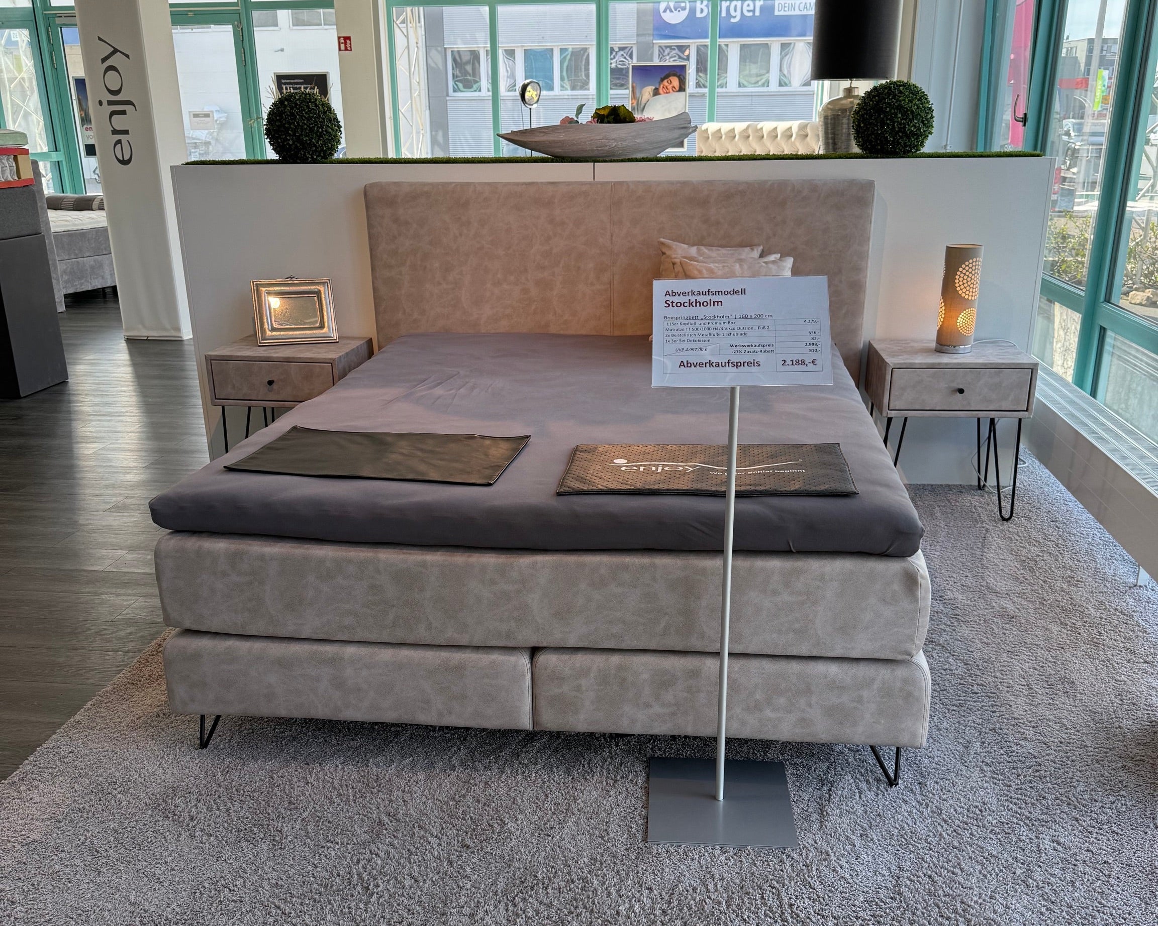 Boxspringbett 180x200 cm Modell Stockholm – Ausstellungsbett Standort Nürnberg