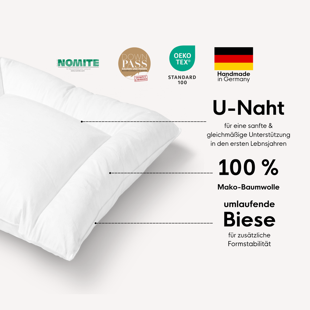 Baby-Daunen-Flachkissen mit U-Naht