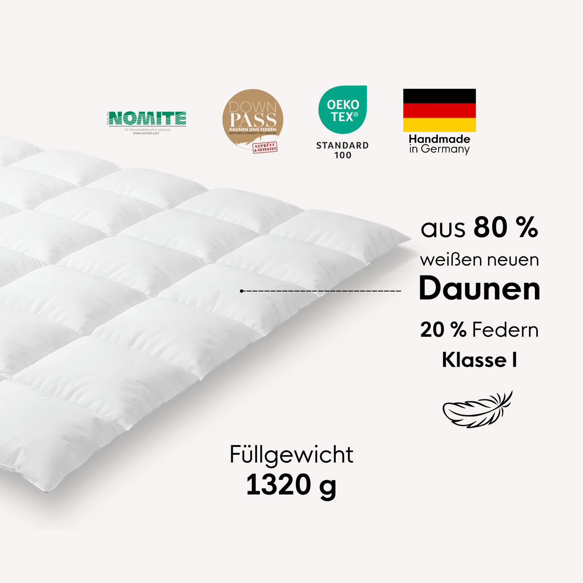 Daunen-Kassetten-Decke Plus - 200 x 220 cm | 6x6