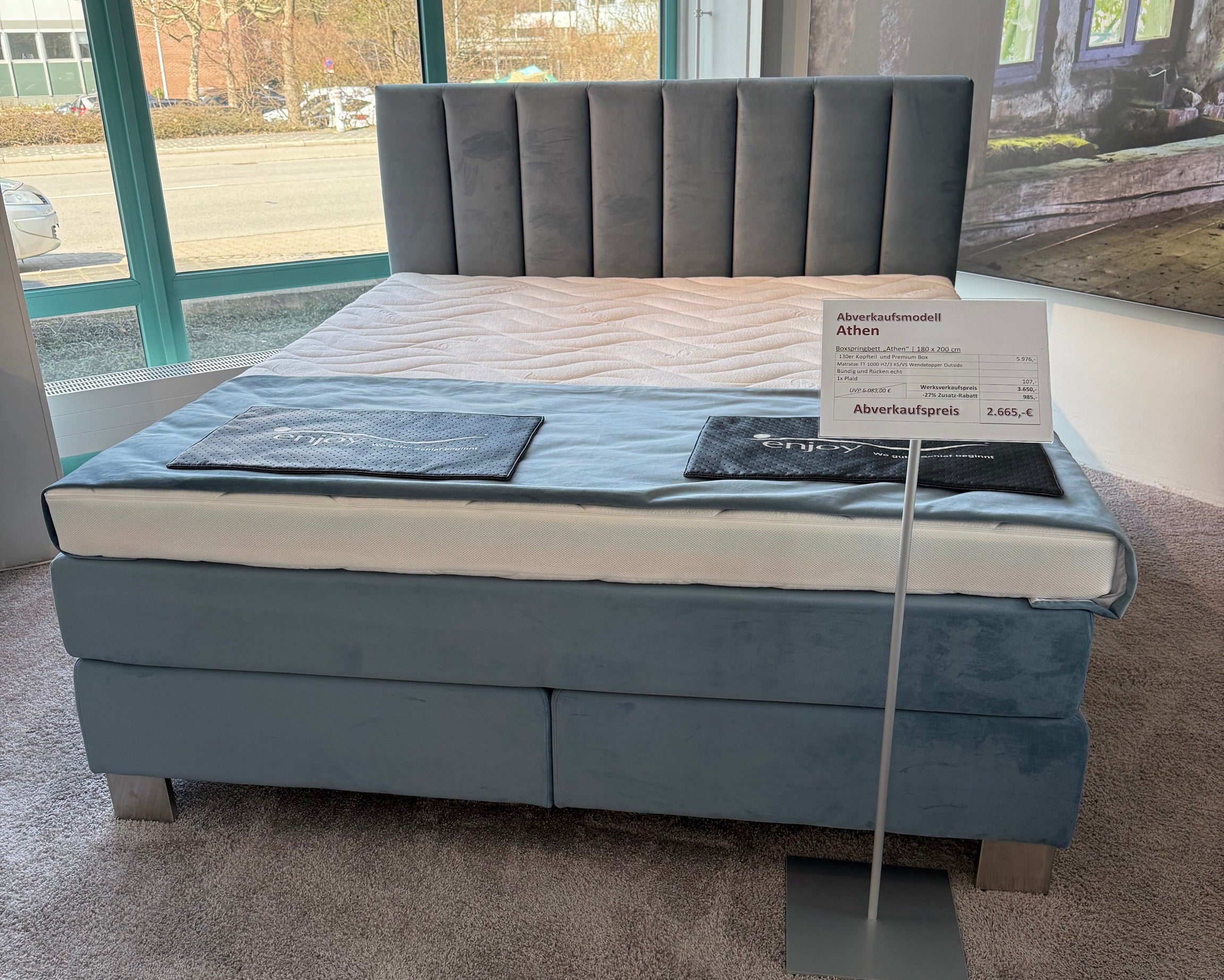Boxspringbett 180x200 cm Modell Athen – Ausstellungsbett Standort Nürnberg