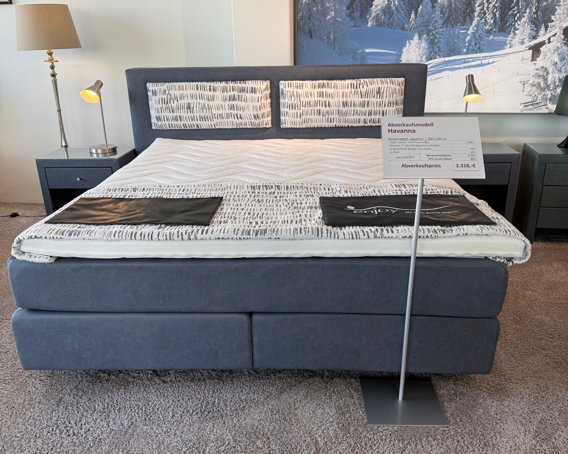 Boxspringbett 180x200 cm Modell Havanna – Ausstellungsbett am Standort Havanna