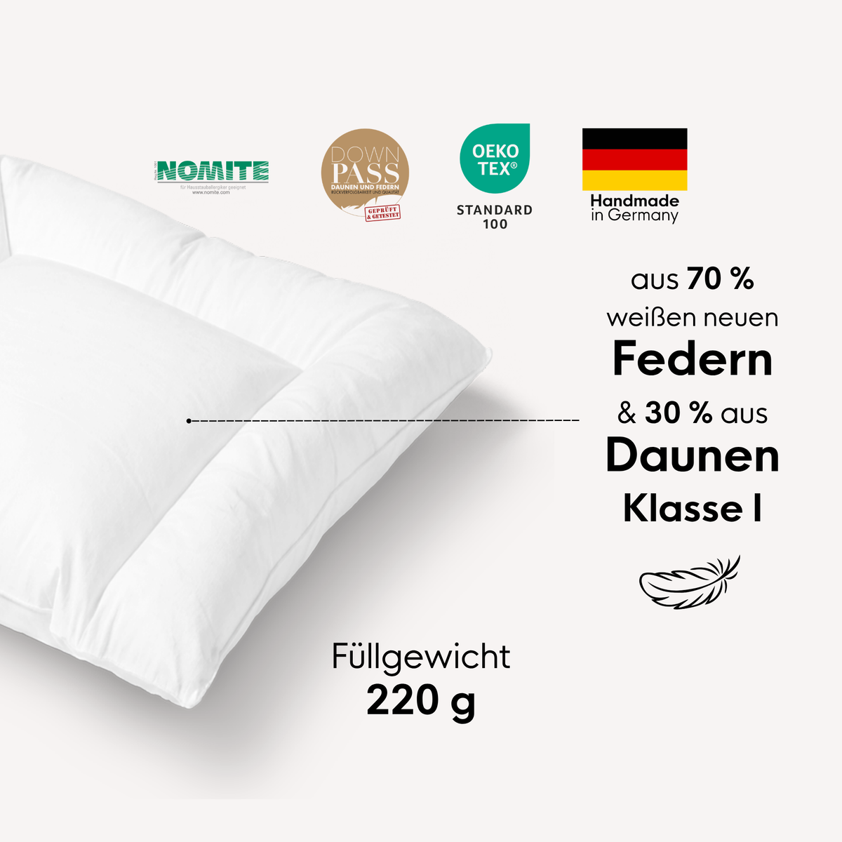 Baby-Daunen-Flachkissen mit U-Naht