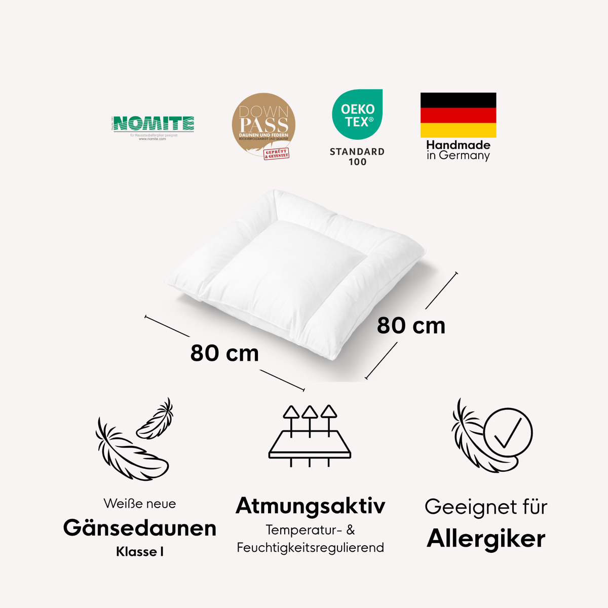 Baby-Daunen-Flachkissen mit U-Naht