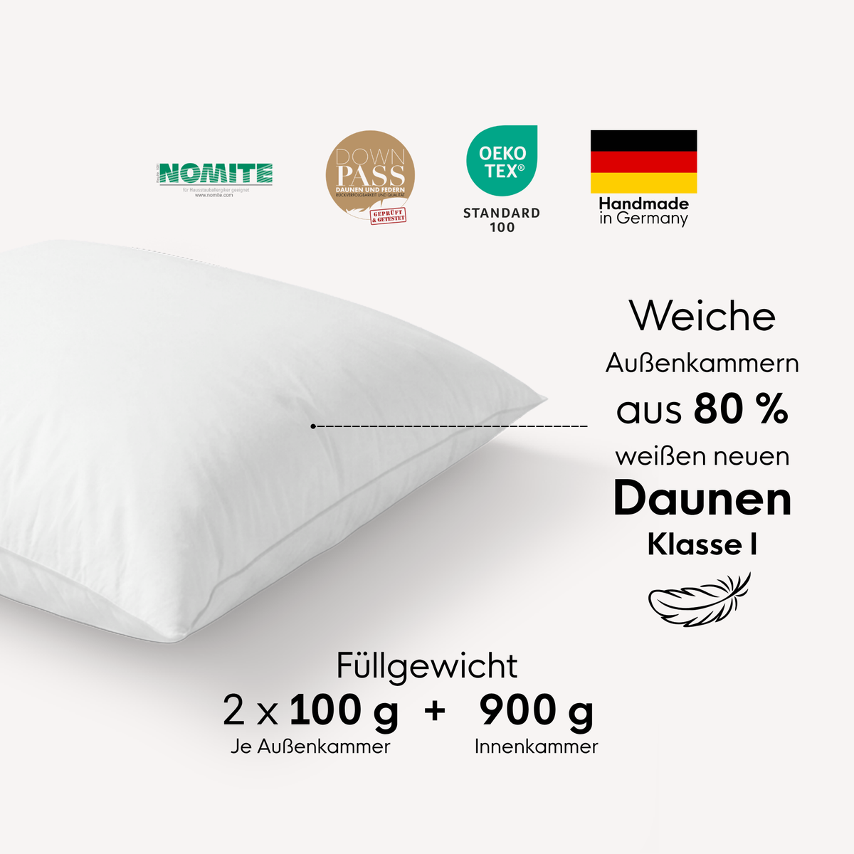 Daunen-3-Kammer-Kopfkissen