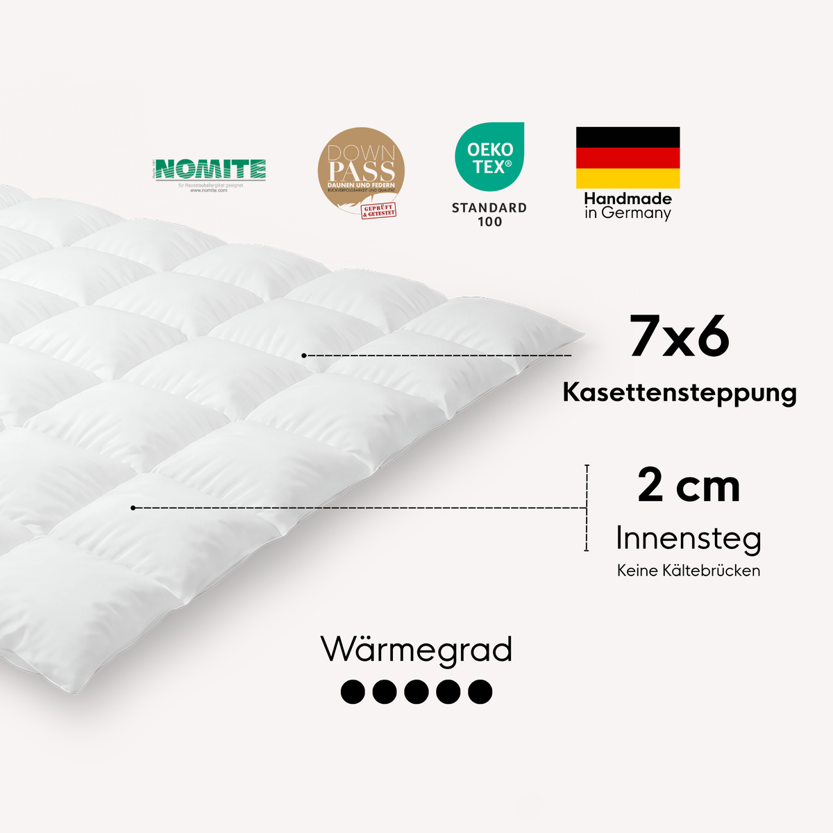 Daunen-Kassetten-Decke Plus - 240 x 220 cm | 7x6