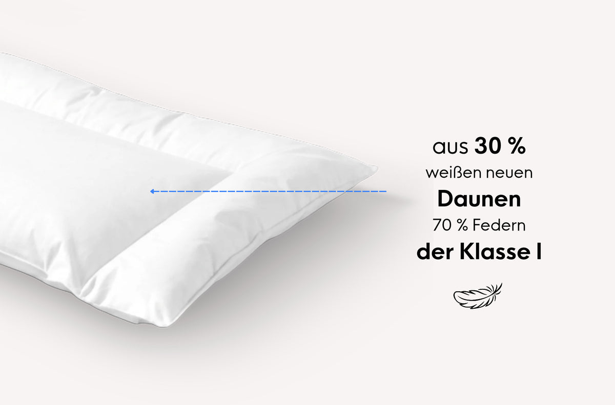 Baby-Feder-Daunen-Flachkissen mit U-Naht