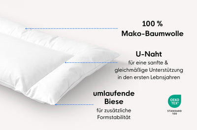 Baby-Feder-Daunen-Flachkissen mit U-Naht