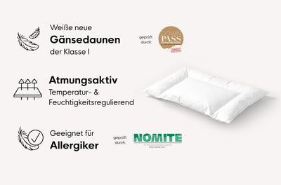 Baby-Feder-Daunen-Flachkissen mit U-Naht