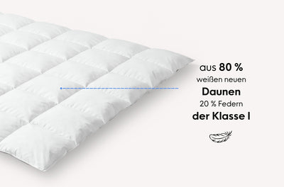 Daunen-Kassetten-Decke mit Mako-Einschütte und Biese