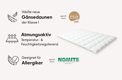 Daunen-Kassetten-Decke mit Mako-Einschütte und Biese