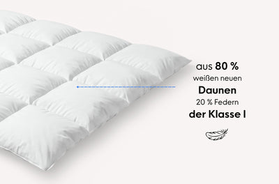 Daunen-Kassetten-Decke Plus mit Mako-Einschütte und Biese