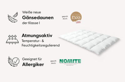 Daunen-Kassetten-Decke Plus mit Mako-Einschütte und Biese